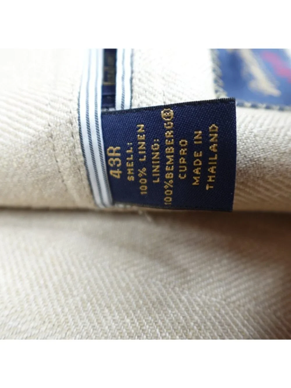 Brooks Brothers 1818 Blazer 43R Beige Linen Half Lined Fitzgerald Baird McNutt